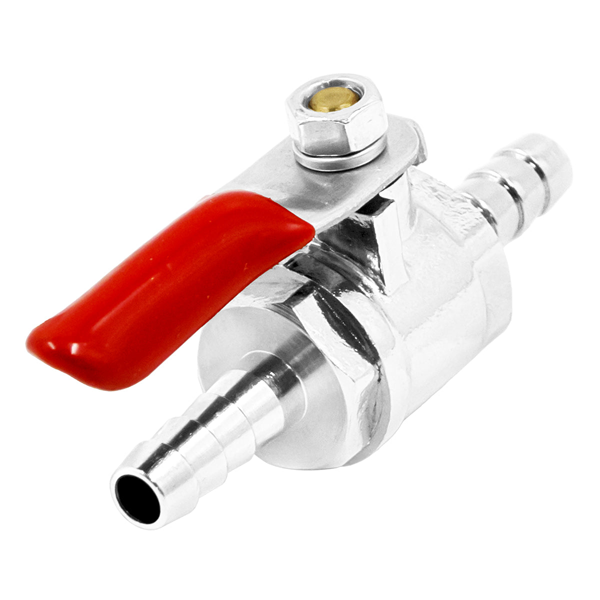 Chrome Plated Brass Ball Valve With Check - 1/4" OD Barb X 1/4" OD Barb