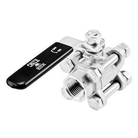 Stainless Steel 3-Piece Ball Valve - 1/2" Female NPT