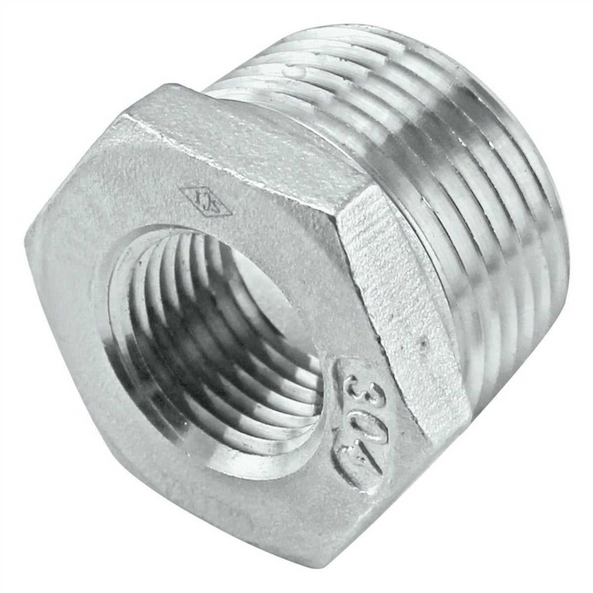Stainless Steel Reducer Bushing - 1/2" Male NPT X 1/4" Female NPT