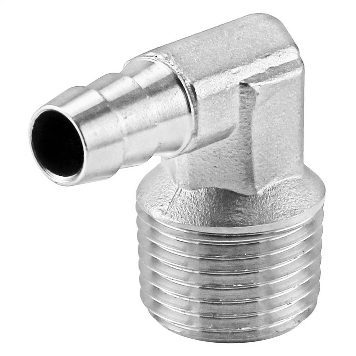 Stainless Steel 90° Elbow - 1/2" Male NPT X 3/8" OD Barb