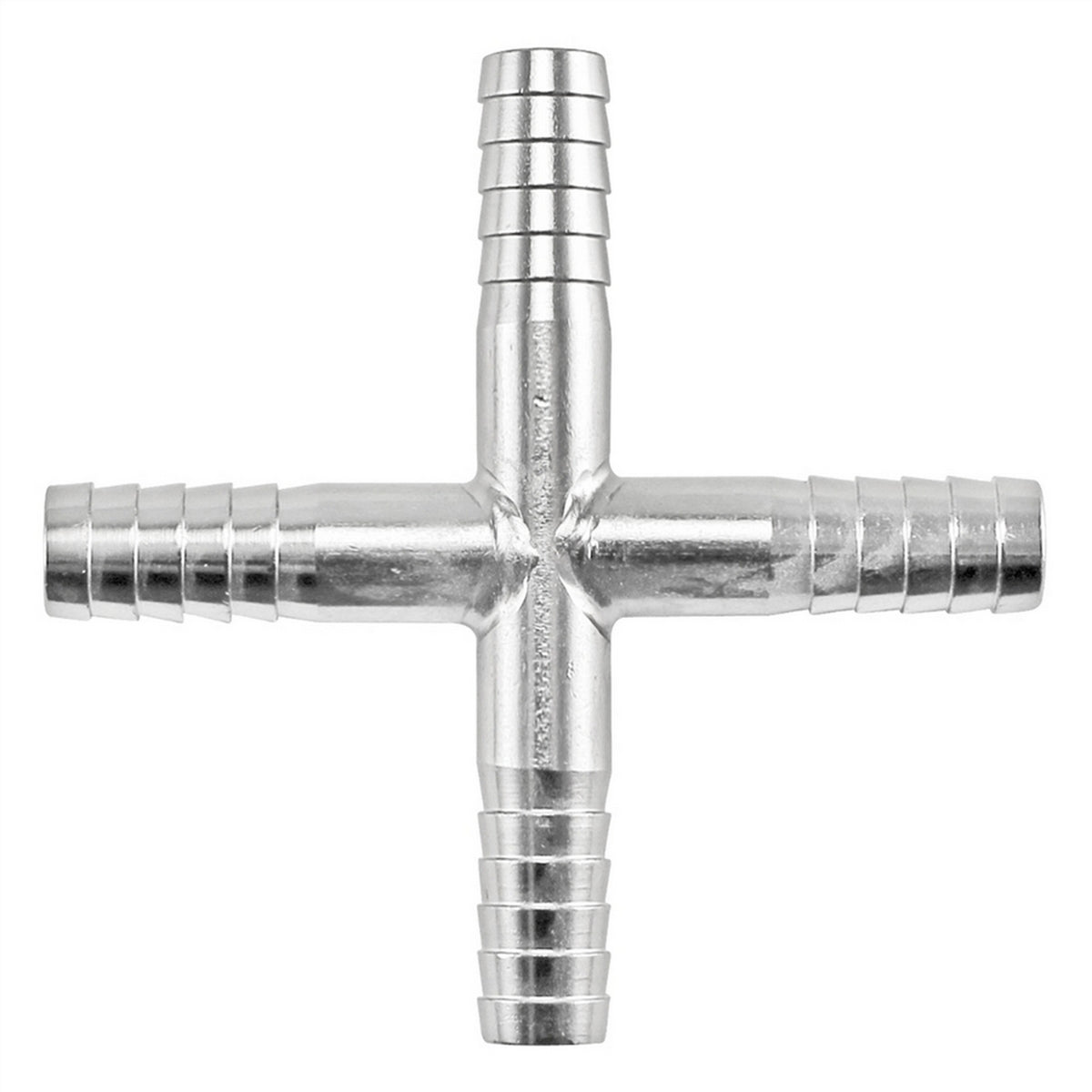 Stainless Steel Barbed Hose Splicer Cross - 1/4"