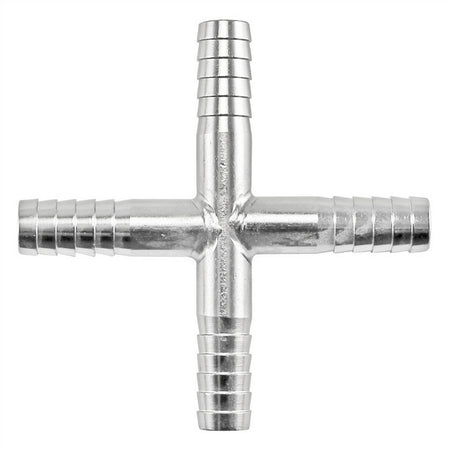 Stainless Steel Barbed Hose Splicer Cross - 1/4"