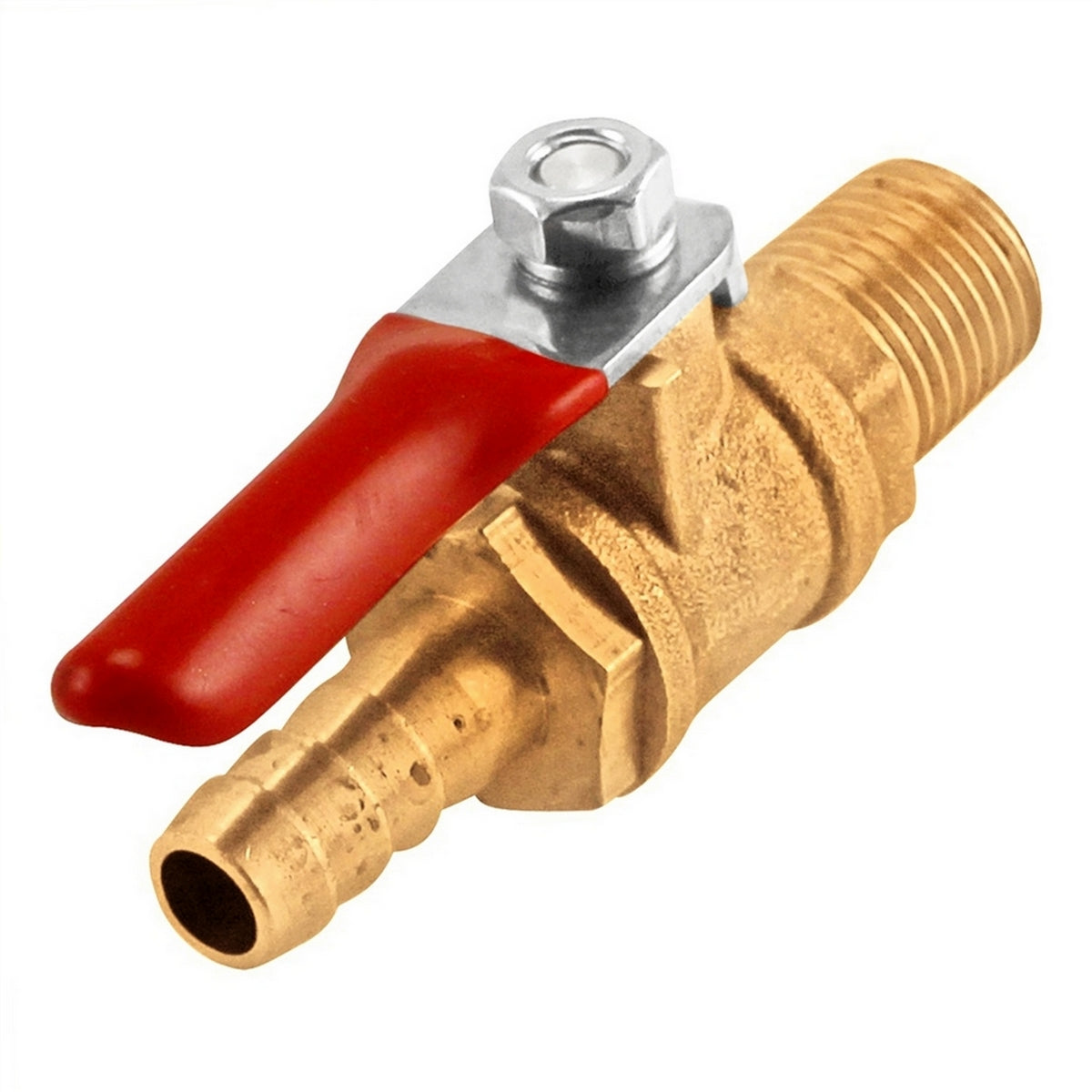 Brass Ball Valve With Check - 1/4" Male NPT X 5/16" OD Barb