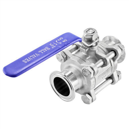 Stainless Steel Tri-Clover 3-Piece Ball Valve - 1.5" TC
