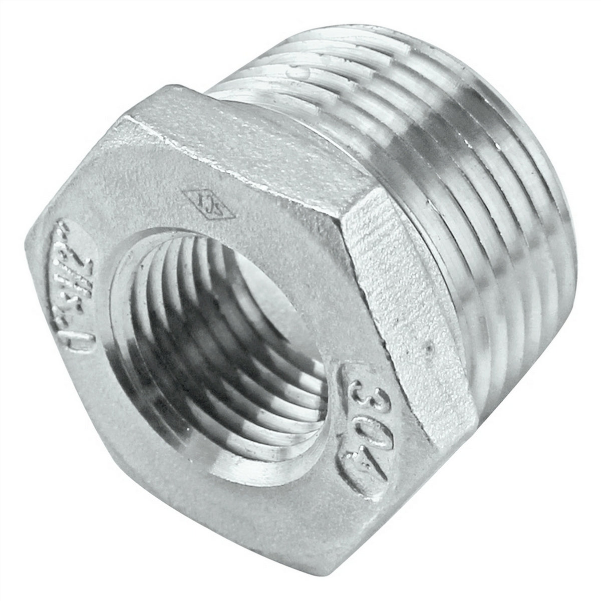 Stainless Steel Reducer Bushing - 1" Male NPT X 1/2" Female NPT