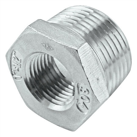 Stainless Steel Reducer Bushing - 1" Male NPT X 1/2" Female NPT