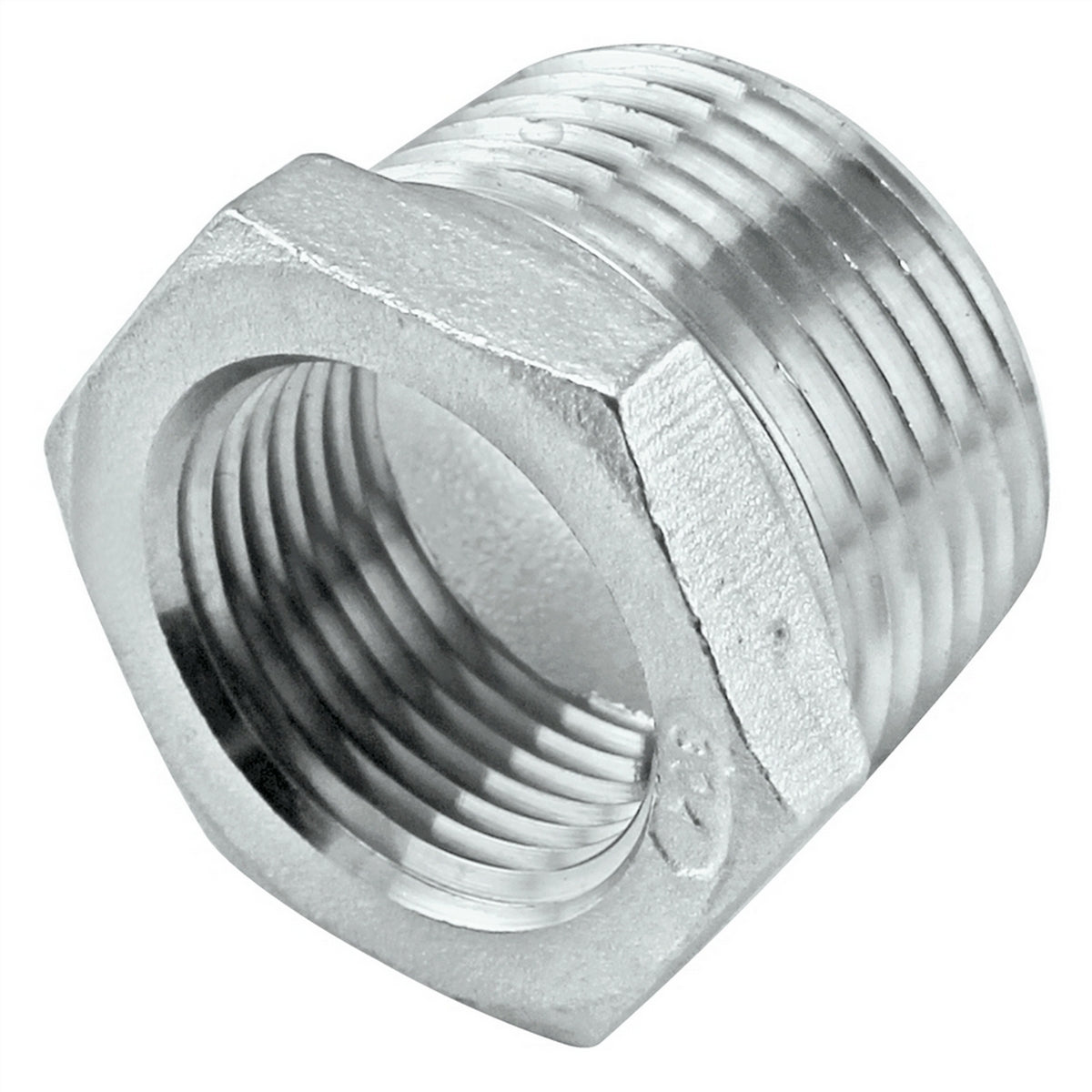 Stainless Steel Reducer Bushing - 1/2" Male NPT X 3/8" Female NPT