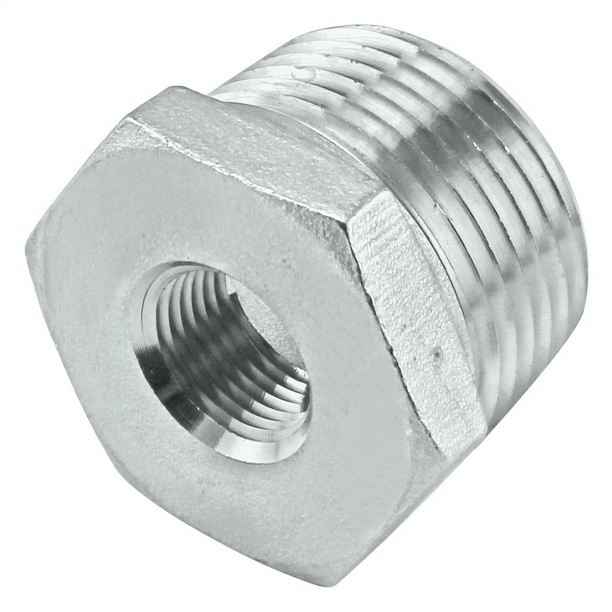 Stainless Steel Reducer Bushing - 1/2" Male NPT X 1/8" Female NPT