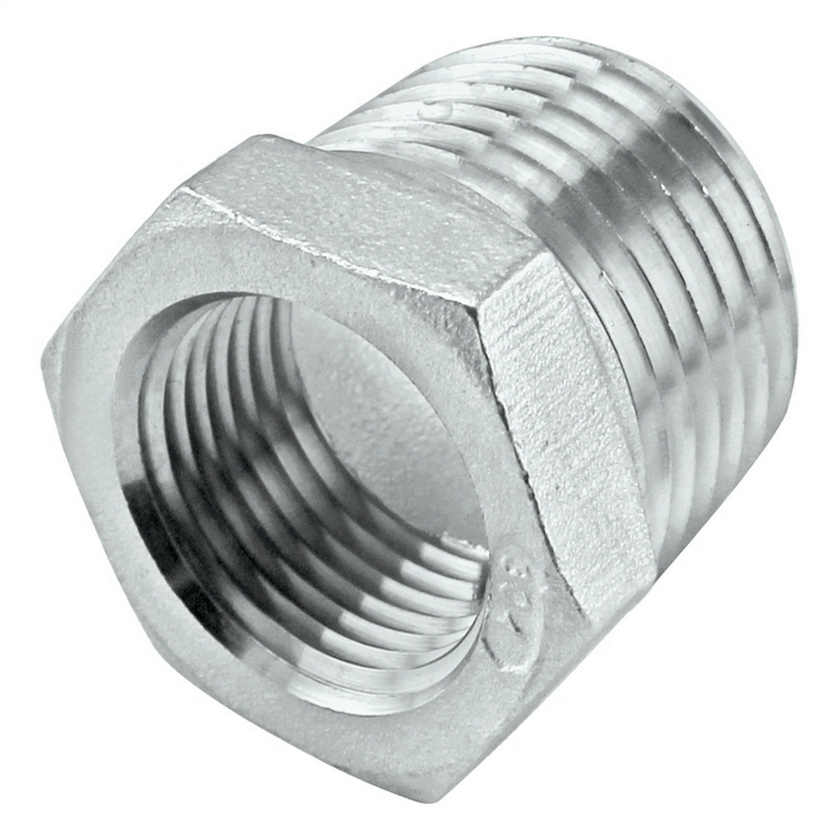 Stainless Steel Reducer Bushing - 3/8" Male NPT X 1/4" Female NPT