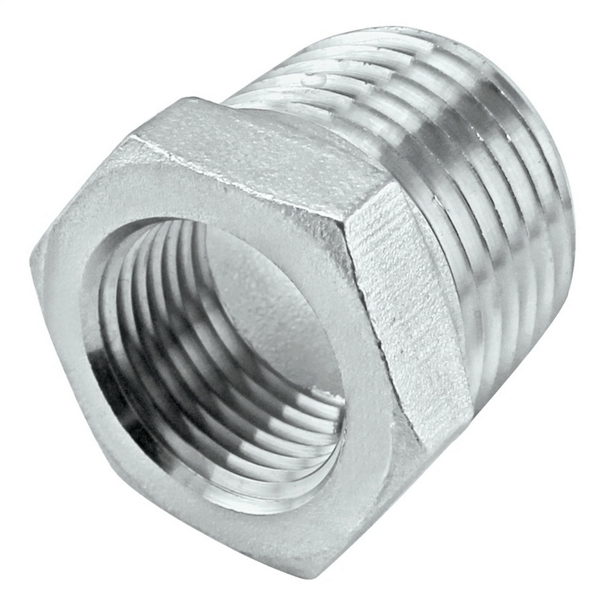Stainless Steel Reducer Bushing - 1/4" Male NPT X 1/8" Female NPT