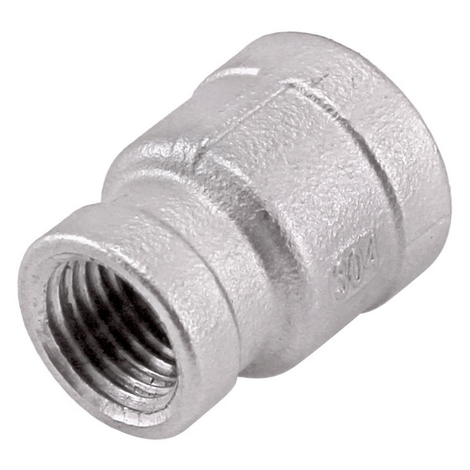 Stainless Steel Reducing Coupler - 1/4" Female NPT X 1/8" Female NPT