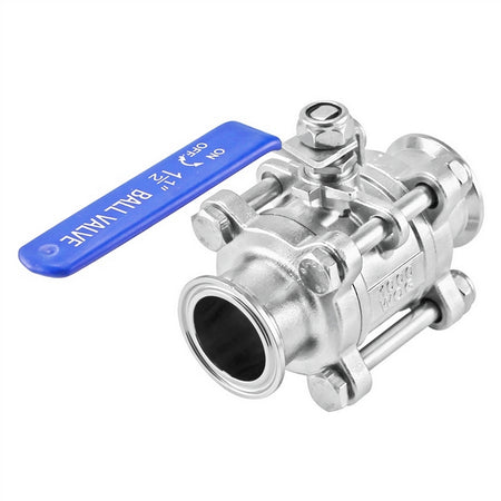 Stainless Steel Tri-Clover 3-Piece Ball Valve - 1.5" TC | Premium