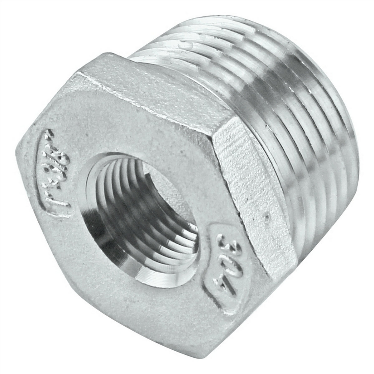 Stainless Steel Reducer Bushing - 1" Male NPT X 3/8" Female NPT
