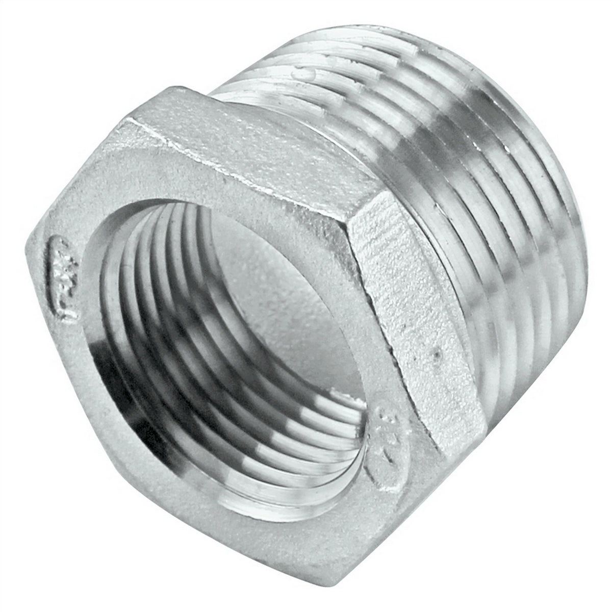 Stainless Steel Reducer Bushing - 1" Male NPT X 3/4" Female NPT