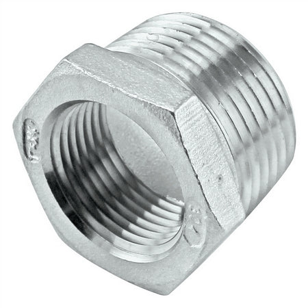 Stainless Steel Reducer Bushing - 1" Male NPT X 3/4" Female NPT