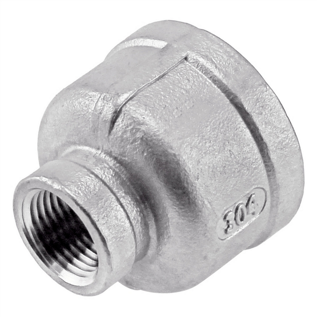 Stainless Steel Reducing Coupler - 1" Female NPT X 3/8" Female NPT