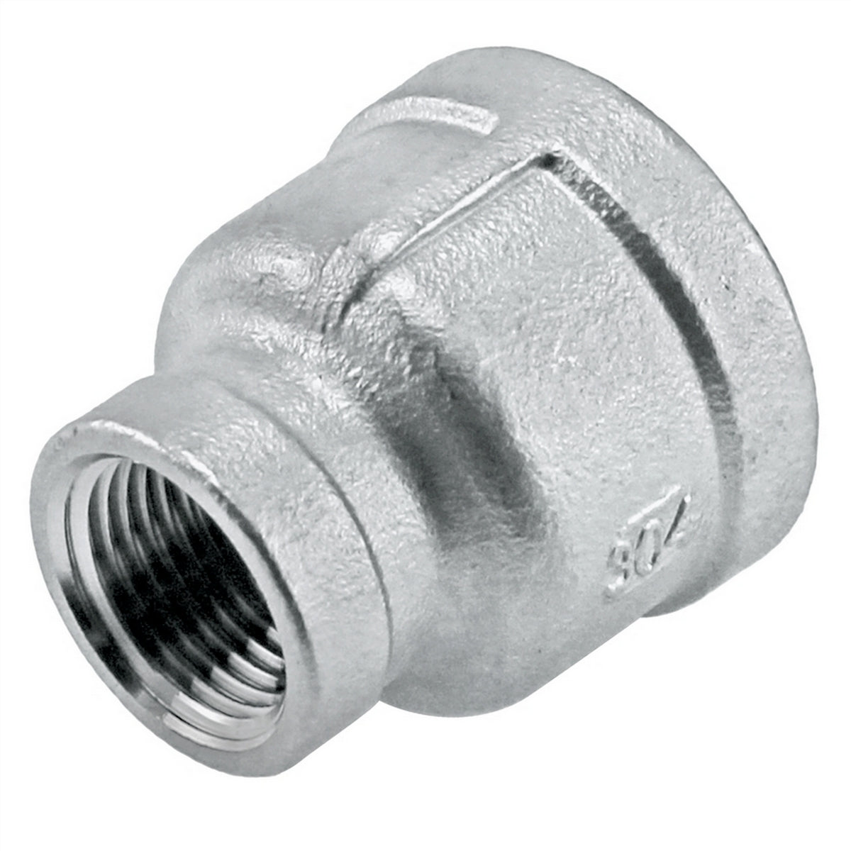 Stainless Steel Reducing Coupler - 1" Female NPT X 1/2" Female NPT