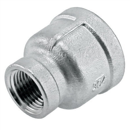 Stainless Steel Reducing Coupler - 1" Female NPT X 1/2" Female NPT