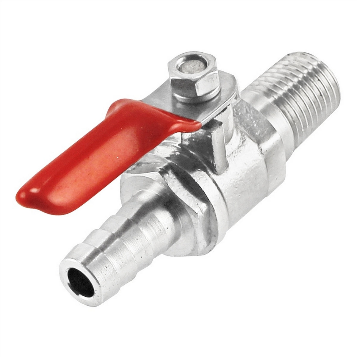 Chrome Plated Brass Ball Valve With Check - 1/4" Male NPT X 5/16" OD Barb
