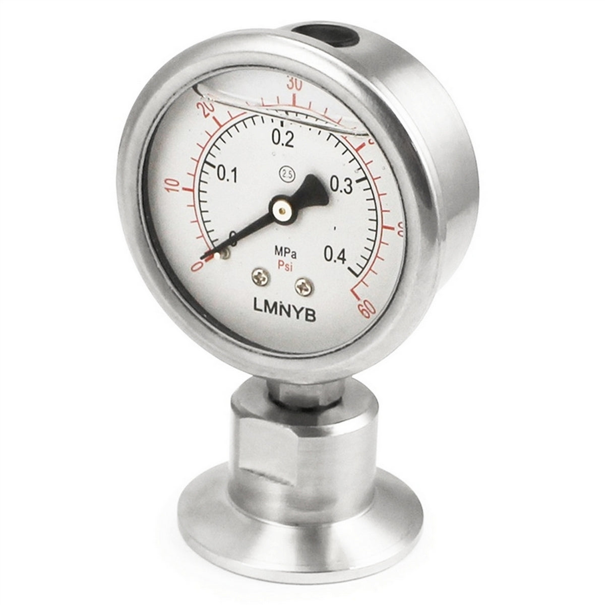 Stainless Steel Tri-Clover Pressure Gauge - 1.5" TC (0 - 60 PSI)