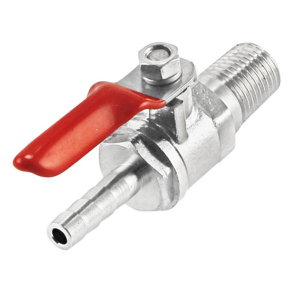 Chrome Plated Brass Ball Valve With Check - 1/4" Male NPT X 3/16" OD Barb