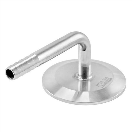 Stainless Steel Tri-Clover 90° Elbow - 2" TC X 3/8" OD Barb