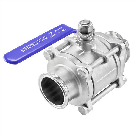 Stainless Steel Tri-Clover 3-Piece Ball Valve - 2" TC