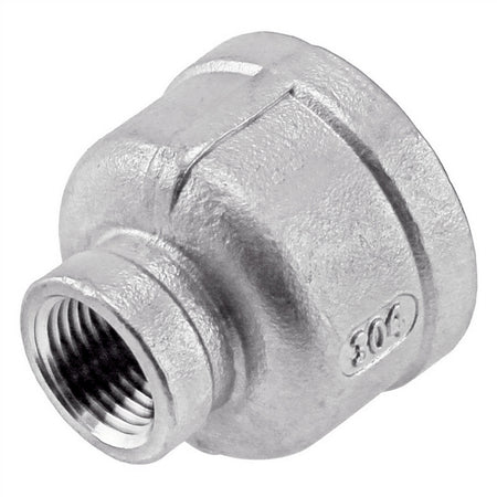 Stainless Steel Reducing Coupler - 1" Female NPT X 1/4" Female NPT