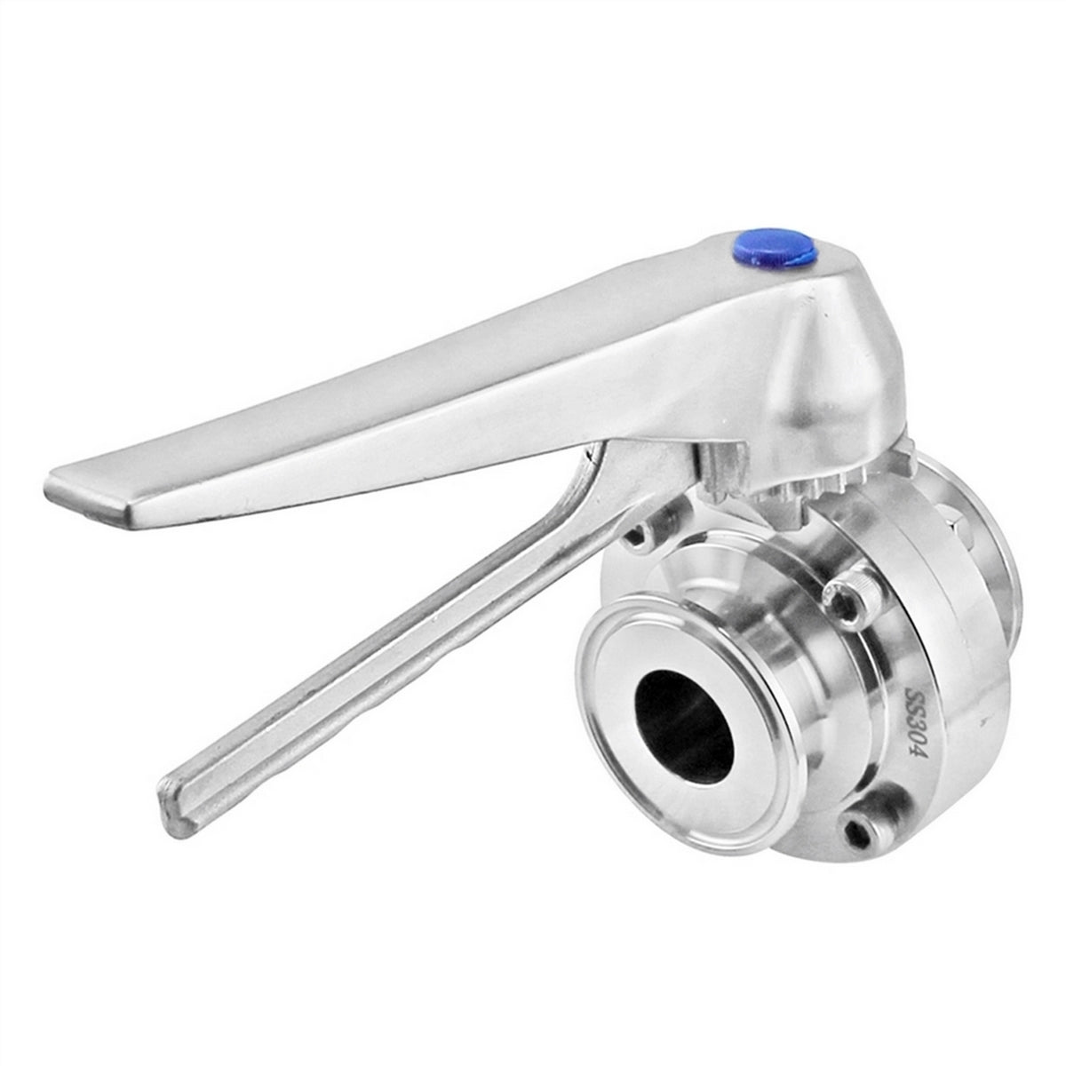 Stainless Steel Tri-Clover Butterfly Valve (Squeeze Trigger) - 1" TC (Metal Handle)