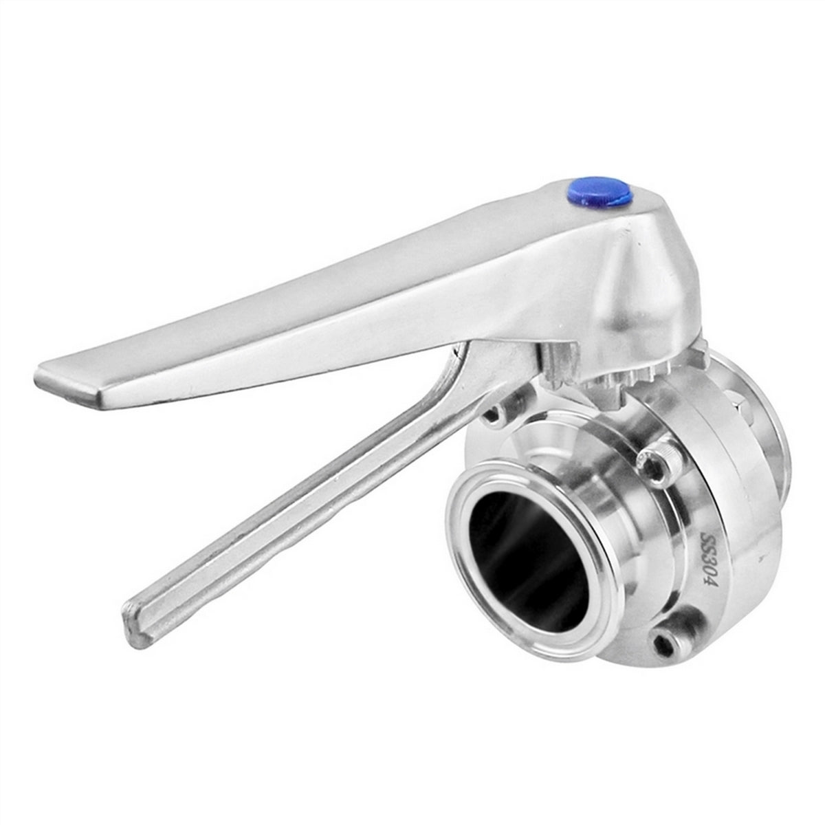 Stainless Steel Tri-Clover Butterfly Valve (Squeeze Trigger) - 1.5" TC (Metal Handle)