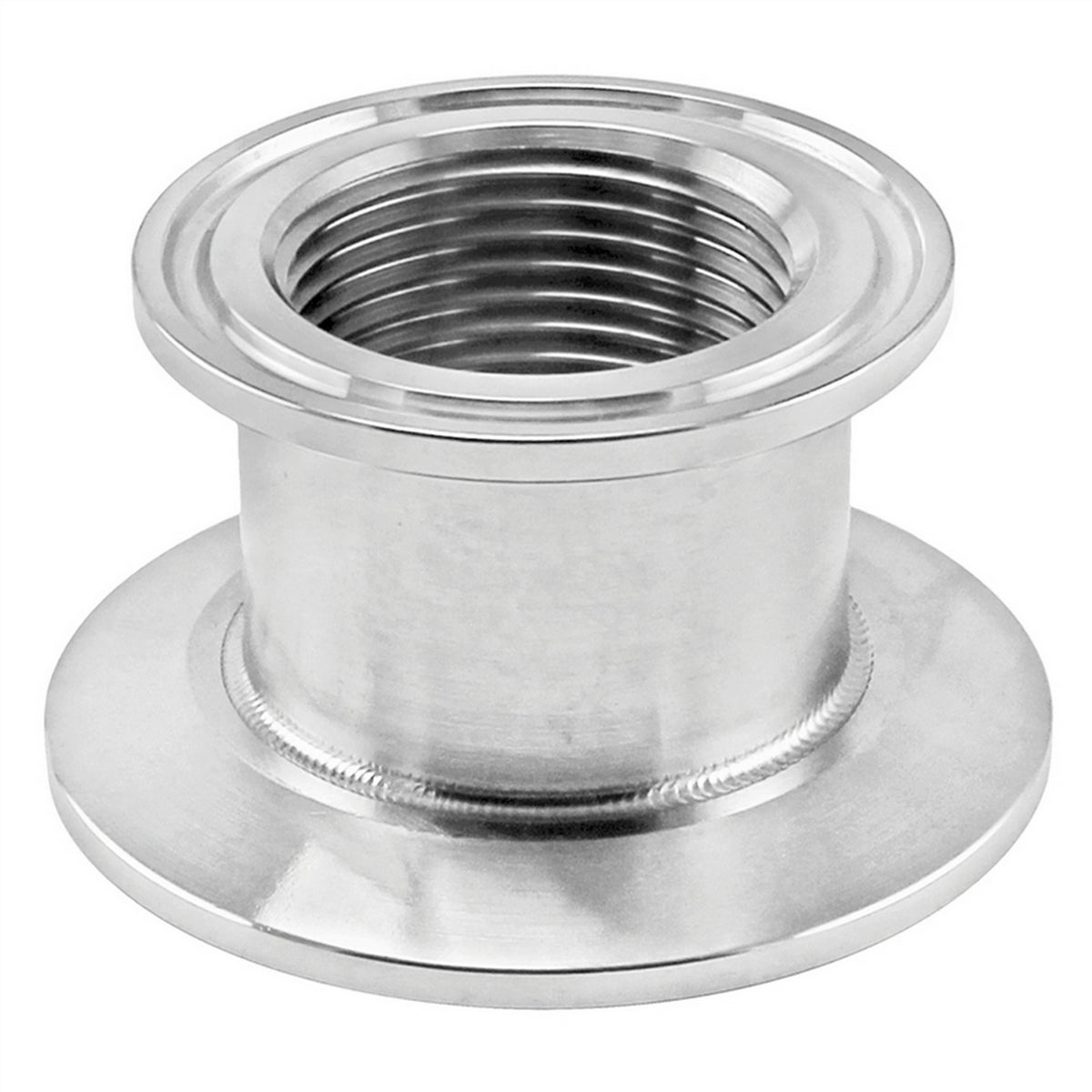 Stainless Steel Tri-Clover Threaded Cap Reducer - 2" TC X 1.5" TC (1" NPS)