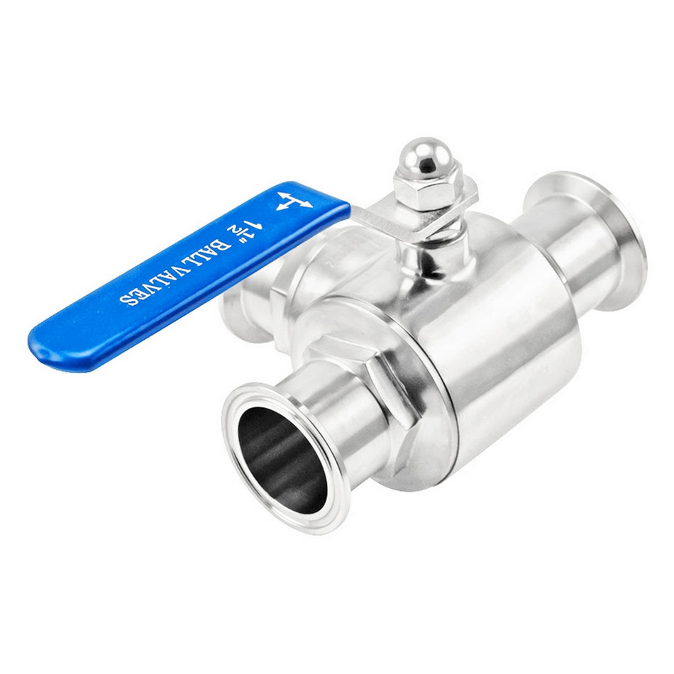 Stainless Steel Tri-Clover 3-Way Ball Valve - 1.5" TC (T-Type Design)