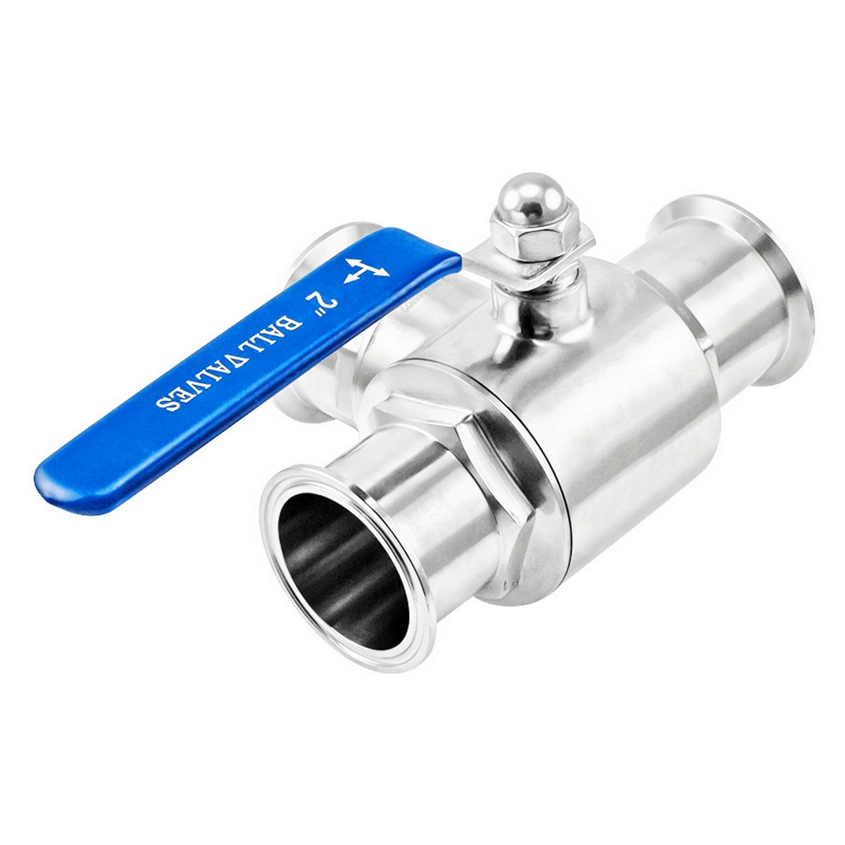 Stainless Steel Tri-Clover 3-Way Ball Valve - 2" TC (T-Type Design)