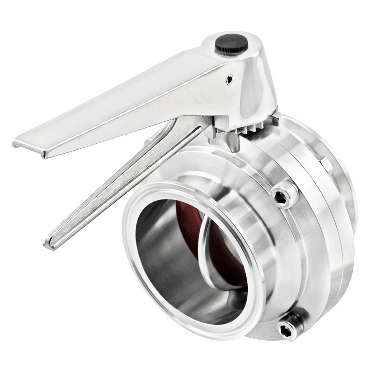 Stainless Steel Tri-Clover Butterfly Valve (Squeeze Trigger) - 3" TC (Metal Handle)