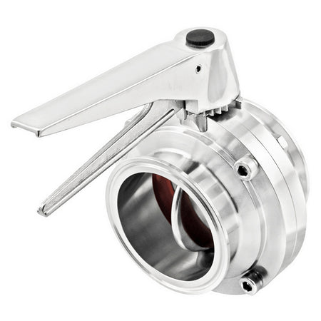 Stainless Steel Tri-Clover Butterfly Valve (Squeeze Trigger) - 3" TC (Metal Handle)
