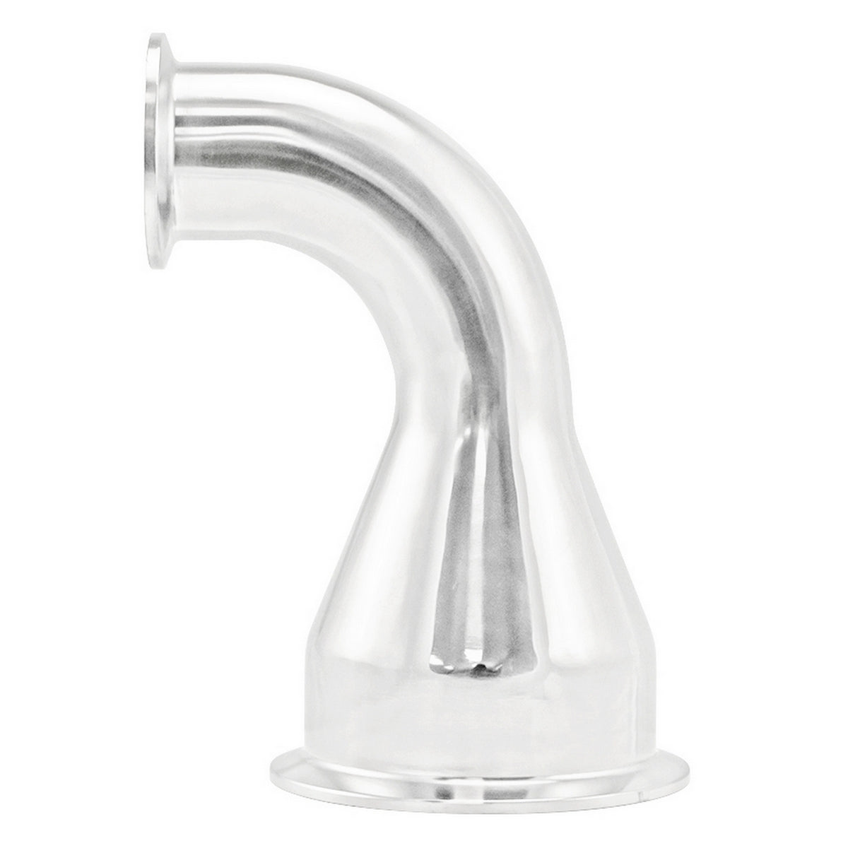 Stainless Steel Tri-Clover Concentric Reducer 90° Elbow - 3" TC X 1.5" TC