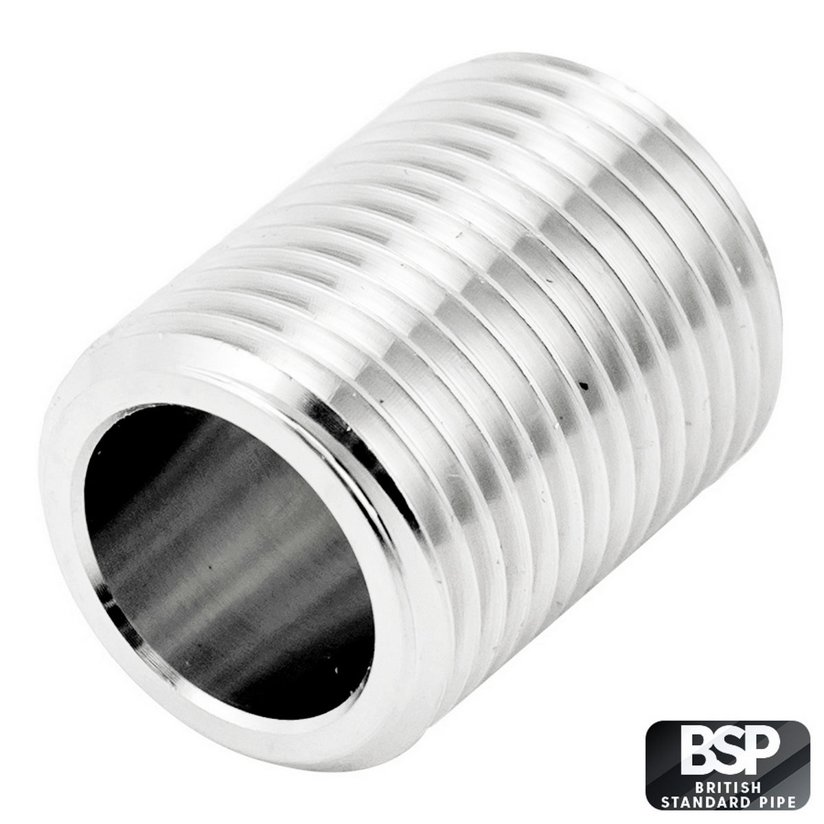 Stainless Steel Close Nipple - 1/2" Male BSP (1")