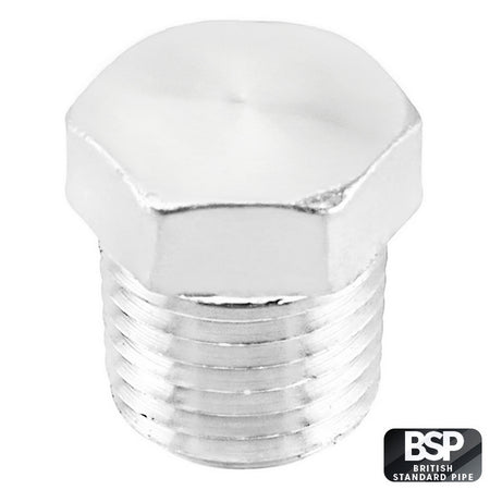 Stainless Steel Hex Plug - 1/4" Male BSP