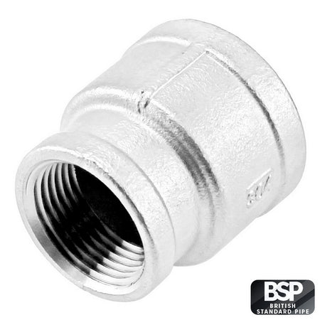 Stainless Steel Reducing Coupler - 1" Female BSP X 3/4" Female BSP