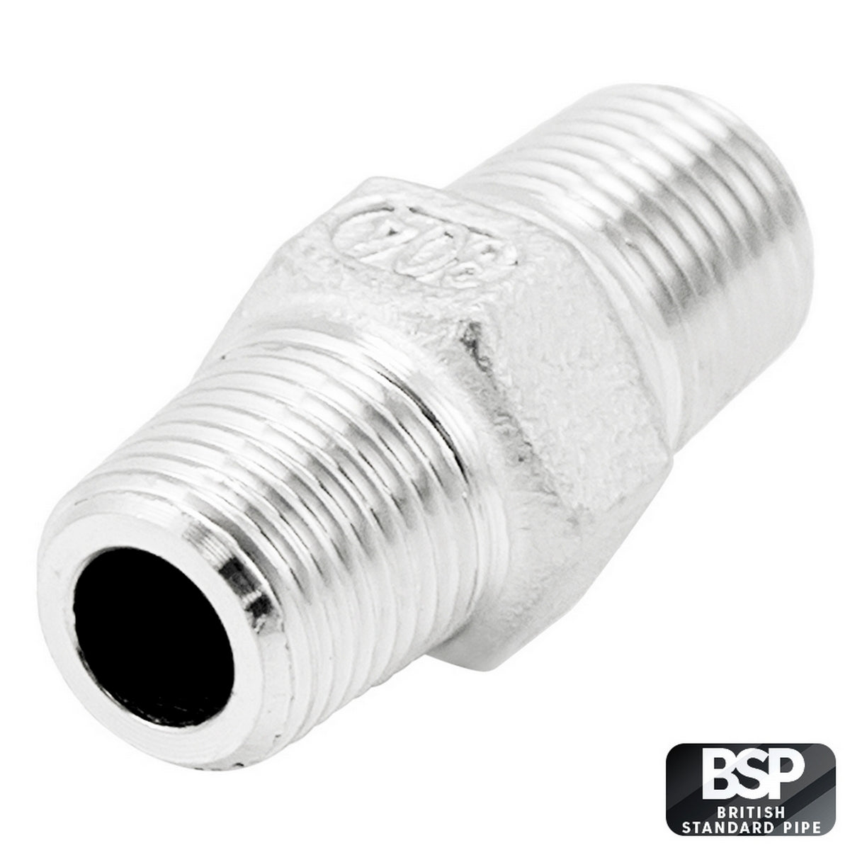 Stainless Steel Hex Nipple - 1/8" Male BSP (1")