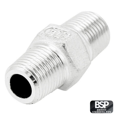 Stainless Steel Hex Nipple - 1/8" Male BSP (1")