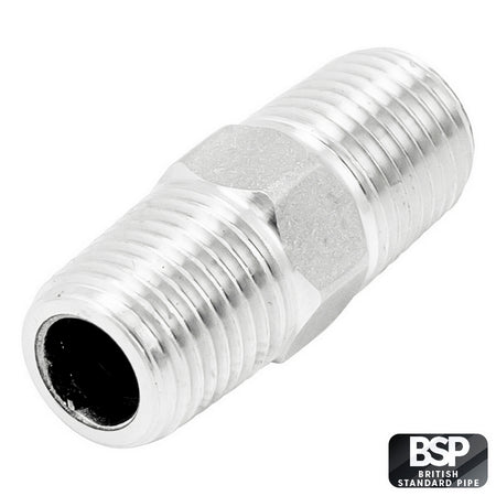 Stainless Steel Hex Nipple - 1/4" Male BSP (1 1/4")