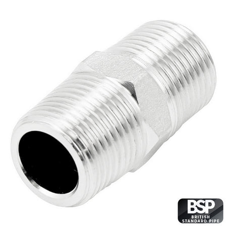 Stainless Steel Hex Nipple - 3/8" Male BSP (1 1/4")