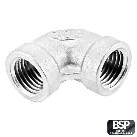 Stainless Steel 90° Elbow - 1/4" Female BSP