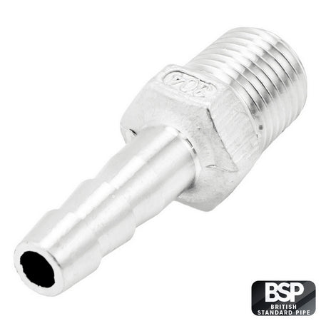 Stainless Steel Fitting - 1/4" Male BSP X 5/16" OD Barb