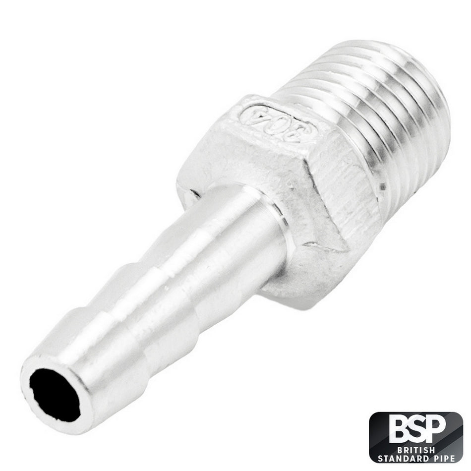 Stainless Steel Fitting - 1/4" Male BSP X 5/16" OD Barb
