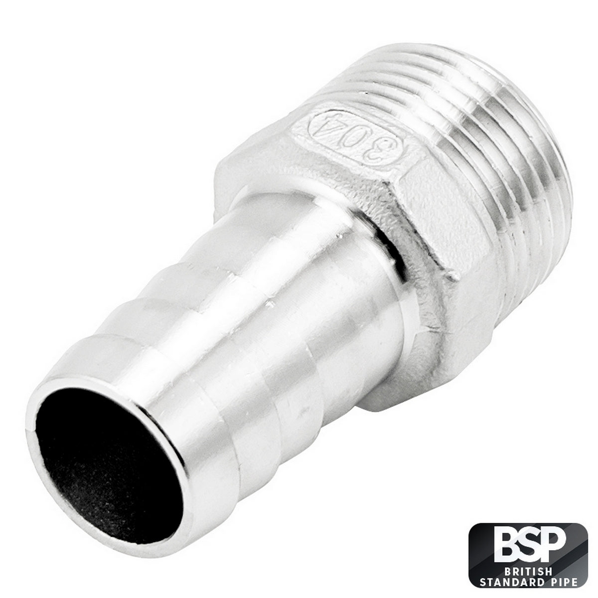 Stainless Steel Fitting - 1" Male BSP X 15/16" OD Barb