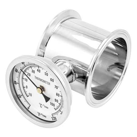 Stainless Steel Tri-Clover Extension Tube With Thermometer - 3" TC (2 3/4")