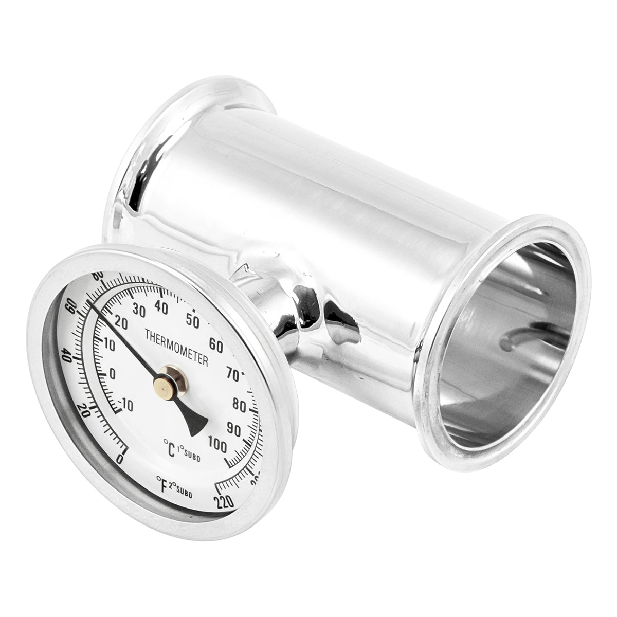 Stainless Steel Tri-Clover Extension Tube With Thermometer - 2" TC (2 3/4")
