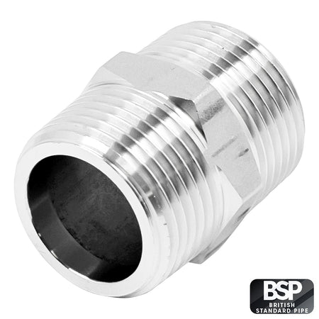 Stainless Steel Hex Nipple - 1" Male BSP (1 3/4")
